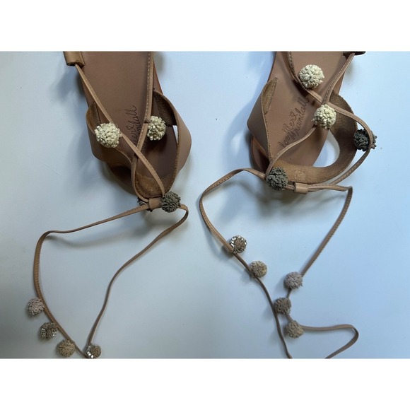 Loeffler Randal Saskis Pom Pom Lace Up Sandal Shoes Size 6.5 - Picture 3 of 5